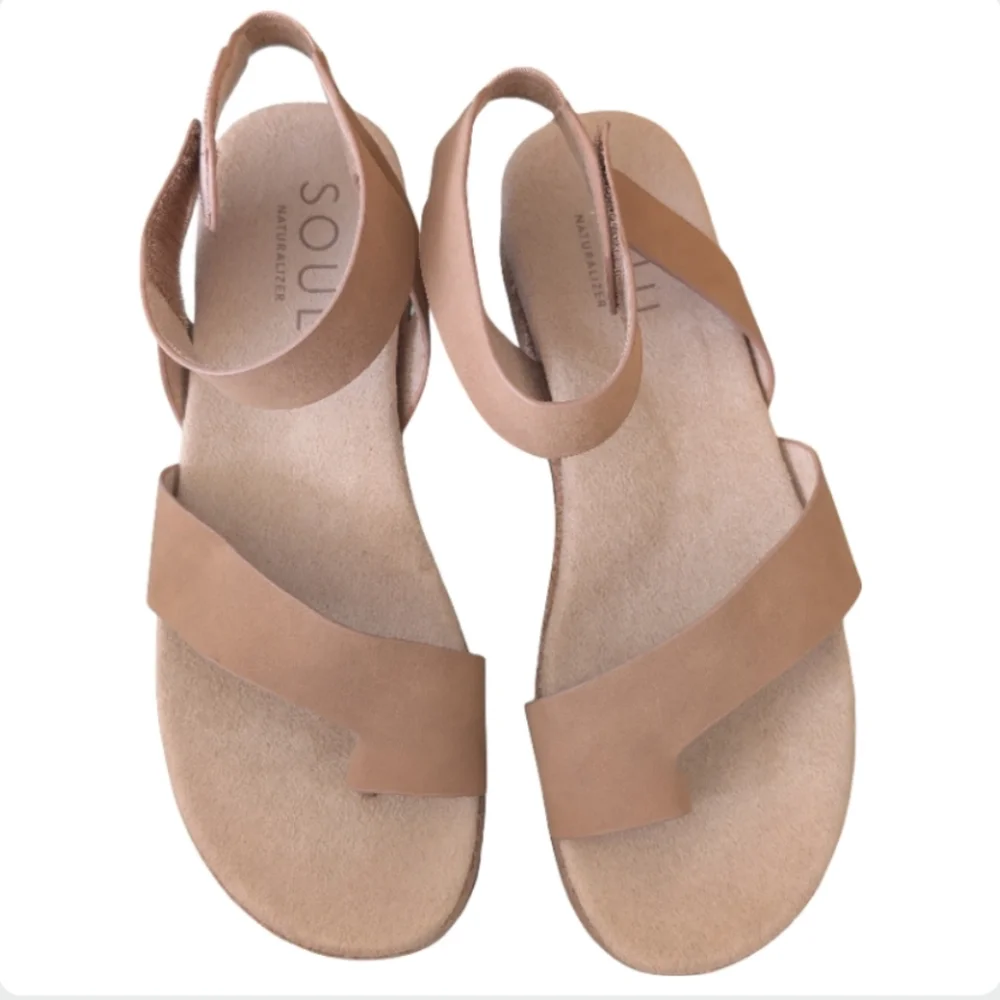 Natural SOUL Divina Cork Footbed Sandals Ankle Strap Nude 8.5 M Comfort - Picture 3 of 9